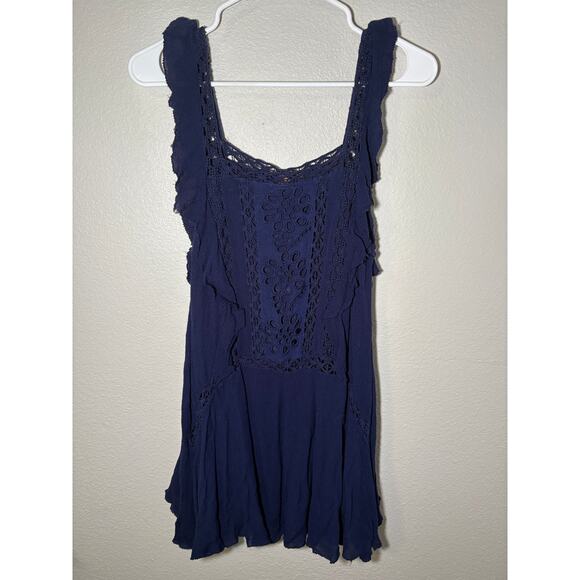 Free People FP One Navy Blue Boho Tunic Dress – Size Medium - Picture 4 of 8